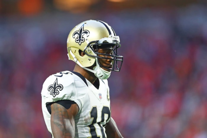 New Orleans Saints wide receiver Brandin Cooks (10) against the Arizona Cardinals at University of Phoenix Stadium. The Saints defeated the Cardinals 48-41.